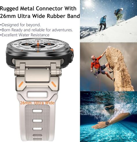 WINGLE لساعة Samsung Galaxy Watch Ultra Bands 47 مم للرجال سوار رياضي متين مصمم بدرع مطاط السيليكون مع موصل معدني من الفولاذ المقاوم للصدأ ساعة Galaxy Watch 7 Ultra Bands العسكرية القوية in Kuwait