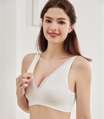 حمالات صدر قطنية من الدانتيل للنساء، حمالات صدر للرضاعة، حمالة صدر لدعم الحمل مع أشرطة قابلة للتعديل in Kuwait