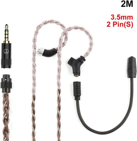 FAAEAL TRN RedChain Plus Earphone Cable with QDC/S/C Pin, Swappable Plug 3.5mm Upgraded Headphone Wire with Mic,Earbuds Line for KZ ZSN EDX PRO Castor D-Fi Krila EDA ZVX TRN MT1 Headset (Around 2M) in Saudi Arabia