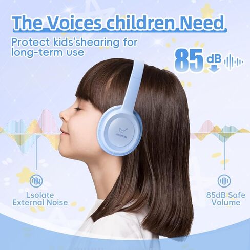 Kids Bluetooth Headphones,Wireless Kids Headphones with 85dBVolume Limiter, 30H Playtime, Adjustable Headband,Over-Ear Headphones for Kid School Online Class Travel in Saudi Arabia