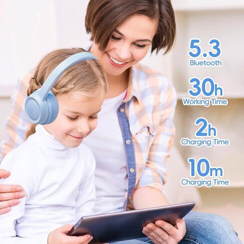 Kids Bluetooth Headphones,Wireless Kids Headphones with 85dBVolume Limiter, 30H Playtime, Adjustable Headband,Over-Ear Headphones for Kid School Online Class Travel in Saudi Arabia