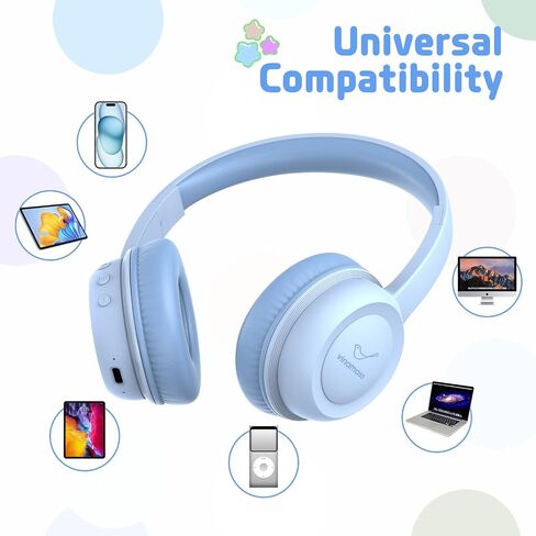 Kids Bluetooth Headphones,Wireless Kids Headphones with 85dBVolume Limiter, 30H Playtime, Adjustable Headband,Over-Ear Headphones for Kid School Online Class Travel in Saudi Arabia