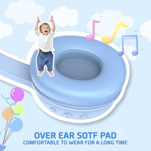vinamass Kids Bluetooth Headphones,Kids Wireless Headphone with 85dBVolume Limiter, 30H Playtime, Adjustable Headband,Over-Ear Headphones for Kid School Online Class Travel in Kuwait