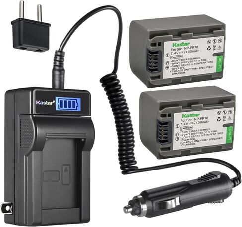Kastar 3-Pack NP-FP70 / NP-FP71 Battery and LCD AC Charger Compatible with Sony DCR-HC33, DCR-HC35, DCR-HC36, DCR-HC39, DCR-HC40, DCR-HC41, DCR-HC42, DCR-HC43, DCR-HC44, DCR-HC46, DCR-HC65, DCR-HC85 in Saudi Arabia