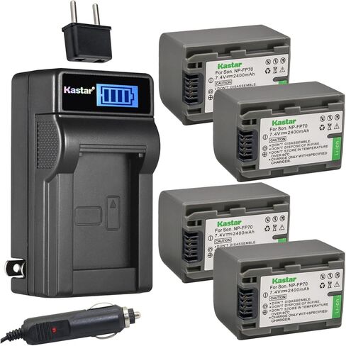 Kastar 3-Pack NP-FP70 / NP-FP71 Battery and LCD AC Charger Compatible with Sony DCR-HC33, DCR-HC35, DCR-HC36, DCR-HC39, DCR-HC40, DCR-HC41, DCR-HC42, DCR-HC43, DCR-HC44, DCR-HC46, DCR-HC65, DCR-HC85 in Saudi Arabia