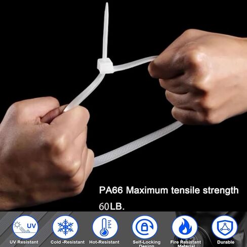 Large zip ties 20 inch white zip ties for outdoor use 100 pcs long cable ties big industrial plastic tie wraps with 60 Pounds tensile in Saudi Arabia