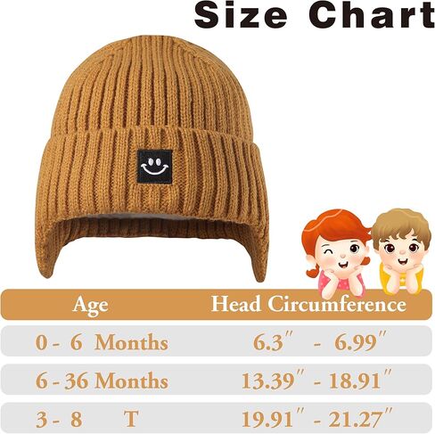 MaxNova 2 Pack Baby Beanie Toddler Winter Hat with Earflap for Girls Boys 0-8 Years in Kuwait