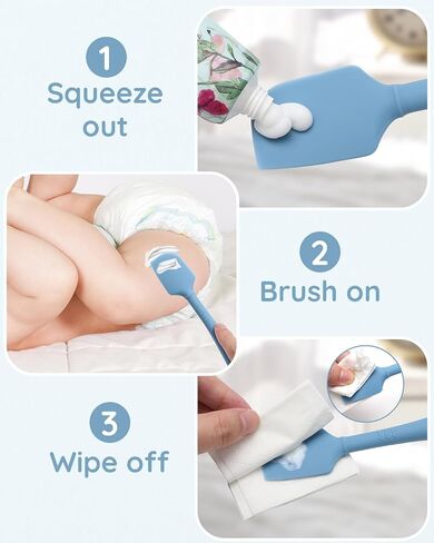 Baby Diaper Cream Spatula, Silicone Baby Diaper Rash Cream Applicator, Soft Butt Paste Spatula Brush with Suction Base for Newborn Essentials, 4-Pack in Saudi Arabia