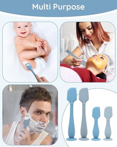 Baby Diaper Cream Spatula, Silicone Baby Diaper Rash Cream Applicator, Soft Butt Paste Spatula Brush with Suction Base for Newborn Essentials, 4-Pack in Saudi Arabia