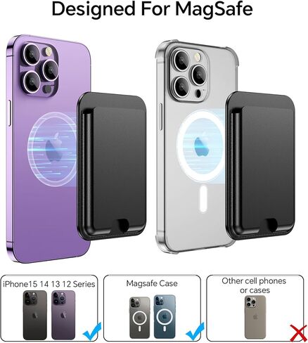 محفظة هاتف مغناطيسية من Coolpow لمحفظة Apple Magsafe 【مغناطيس فائق】 لحامل بطاقات محفظة iPhone لمحفظة Apple Magsafe لهاتف iPhone 15 14 13 12 Pro Max Plus mini Mag Safe Wallet in Kuwait