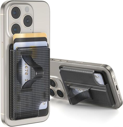 AUROX for MagSafe Wallet Stand, Magnetic Wallet Stand, Phone Grip Card Holder, Magnetic Card Wallet Holder with Secure Grip, for iPhone 16 15 14 13 12 Series, Fit 2 Cards, Transparent Black in Saudi Arabia