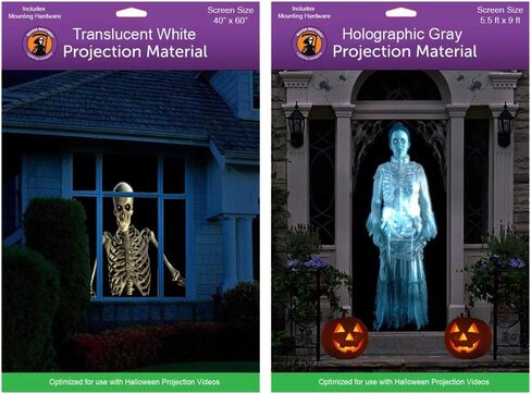 شاشات عرض خلفية كبيرة الحجم باللون الرمادي مقاس 5 أقدام × 9 أقدام + شاشات عرض خلفية للنافذة البيضاء مقاس 40 بوصة × 60 بوصة مع أجهزة تثبيت لعرض مقاطع فيديو الهالوين in Kuwait