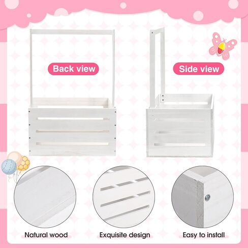 Juexica Wooden Baby Shower Crate Closet, Baby Basket with Handle Butterfly Eucalyptus Garland Wooden Bead Baby Hangers Large Letter, Butterfly Theme Wooden Crate for Pregnancy New Parent in Saudi Arabia