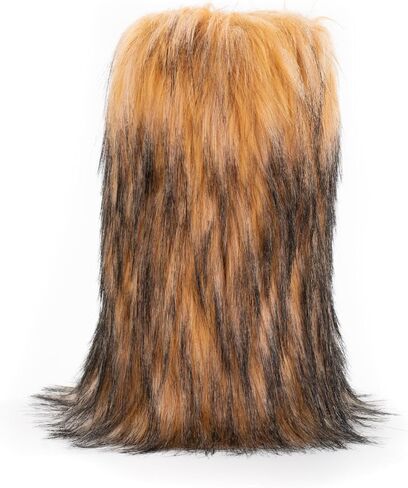 ZVC Women's Faux Fur Boots Furry Snow Boots Comfortable Fluffy Winter Boots Warm Fuzzy Mid-Calf Boots Outdoor Indoor Flat Shoes in Kuwait