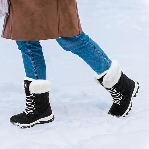 HOBIBEAR Womens Winter Boots Warm Faux Fur Lined Snow Boots Cold Weather Outdoor Shoes Water Resistant in Saudi Arabia