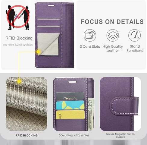 for Samsung Galaxy A35 5G Wallet Case with RFID Blocking Credit Card Holder, PU Leather Folio Flip Kickstand Protective Shockproof Cover Women Men for Samsung Galaxy A35 5G Phone case (Purple) in Saudi Arabia