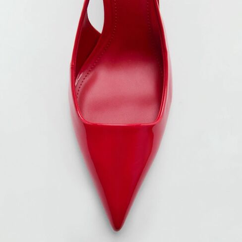 Slingback Heels for Women Patent Leather Stiletto Heel Pumps Pointed Toe Slip On Dress Shoes in Saudi Arabia