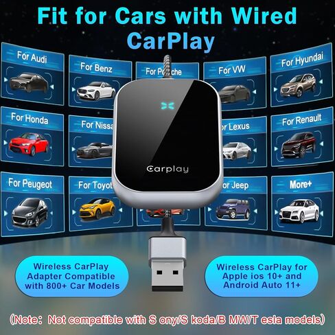 محول CarPlay لاسلكي 2 في 1/محول Android تلقائي لاسلكي، يحول CarPlay السلكي من المصنع إلى لاسلكي، يناسب السيارات من 2016 وما بعده، Apple iOS 10+ وAndroid Auto 11+ in Saudi Arabia