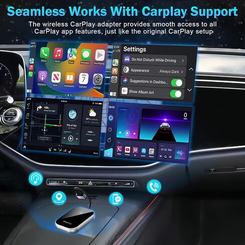 محول CarPlay لاسلكي 2 في 1/محول Android تلقائي لاسلكي، يحول CarPlay السلكي من المصنع إلى لاسلكي، يناسب السيارات من 2016 وما بعده، Apple iOS 10+ وAndroid Auto 11+ in Saudi Arabia