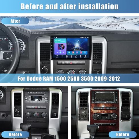 4GB+32GB راديو السيارة ستيريو لدودج رام 1500 2500 3500 2009 2010 2011 2012 CarPlay & Andriod Auto 10.2 بوصة تعمل باللمس راديو السيارة أندرويد مع ملاحة GPS بلوتوث 5GWiFi in Kuwait