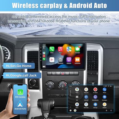 4GB+32GB راديو السيارة ستيريو لدودج رام 1500 2500 3500 2009 2010 2011 2012 CarPlay & Andriod Auto 10.2 بوصة تعمل باللمس راديو السيارة أندرويد مع ملاحة GPS بلوتوث 5GWiFi in Kuwait