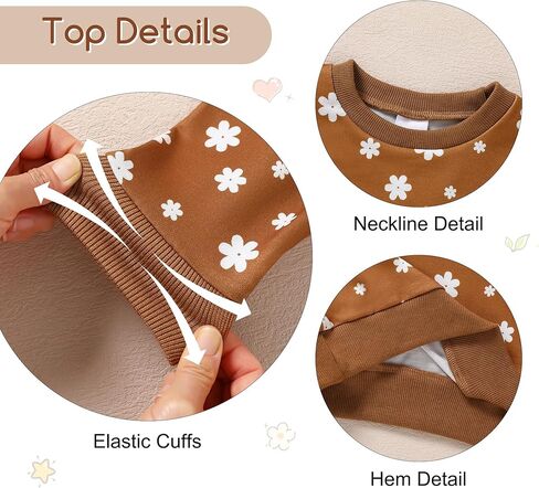 ZOEREA Toddler Baby Girl Clothes Long Sleeve Pullover Tops + Pants Set Floral Print Sweatsuit Fall Winter Outfits 6M-4T in Kuwait