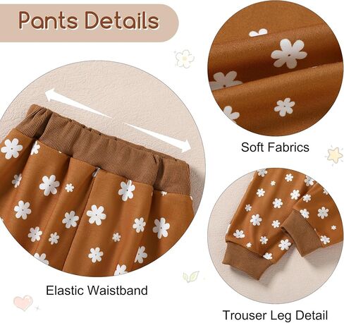 ZOEREA Toddler Baby Girl Clothes Long Sleeve Pullover Tops + Pants Set Floral Print Sweatsuit Fall Winter Outfits 6M-4T in Kuwait