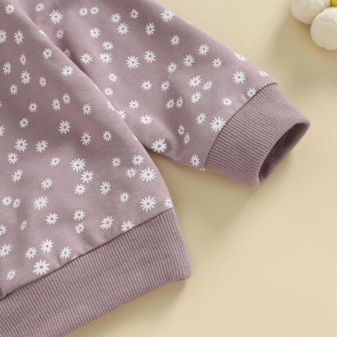 Mandizy Baby Girl Clothes Fall Winter Floral Print Outfit Long Sleeve Sweatshirt Tops and Elastic Waist Pants Set in Saudi Arabia