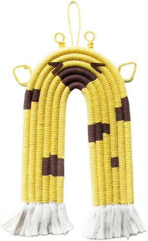 Handcrafted Macrame Hanging Animal Wall Art: Unique Bohemian Decor - Ideal for a Nursery, Apartment, House, Child's Room, Dorm, Baby Shower (Giraffe) in Kuwait