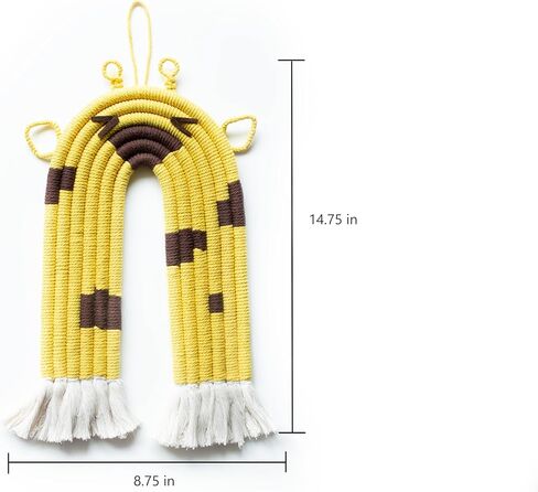 Handcrafted Macrame Hanging Animal Wall Art: Unique Bohemian Decor - Ideal for a Nursery, Apartment, House, Child's Room, Dorm, Baby Shower (Giraffe) in Kuwait