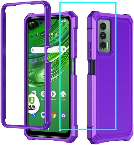 for Cricket Outlast Case with Screen Protector,ATT Jetmore Case Full Body Protection Front PC Back Soft Silicone Bumper,Cricket Outlast Cover Heavy Duty Protection Shockproof Corner Black in Saudi Arabia