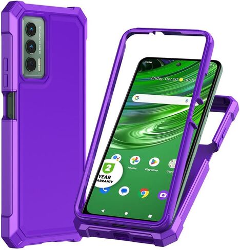 for Cricket Outlast Case with Screen Protector,ATT Jetmore Case Full Body Protection Front PC Back Soft Silicone Bumper,Cricket Outlast Cover Heavy Duty Protection Shockproof Corner Black in Saudi Arabia