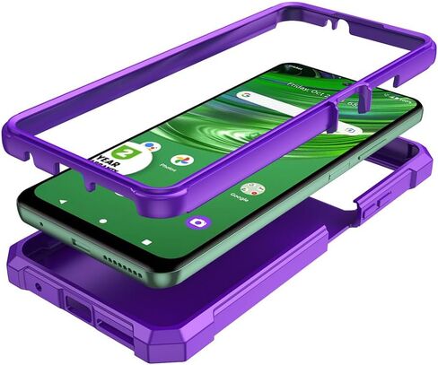 for Cricket Outlast Case with Screen Protector,ATT Jetmore Case Full Body Protection Front PC Back Soft Silicone Bumper,Cricket Outlast Cover Heavy Duty Protection Shockproof Corner Black in Saudi Arabia