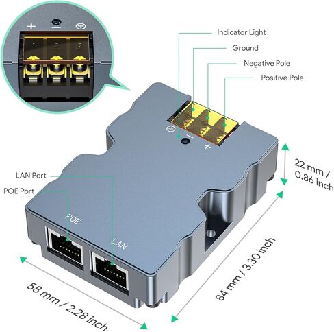 XLTTYWL Starlink HP PoE Injector - 320W GigE Passive Aluminum Surge & ESD Protection with Starlink to RJ45 Adapter and DC Converter 48V/6A-288W,Compatible with Starlink High Performance Dishy in Kuwait