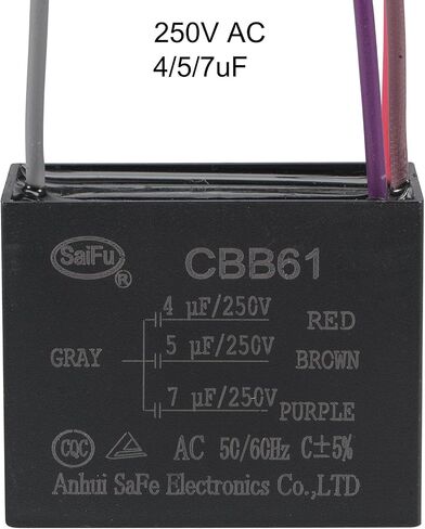 مكثف مروحة السقف uxcell CBB61 4/5/7 فائق التوهج 250 فولت تيار متردد 4 أسلاك مكثف فيلم البولي بروبيلين المعدني 48 × 38 × 26 مم لمولد محرك مضخة المروحة الكهربائية 3 قطع in Saudi Arabia