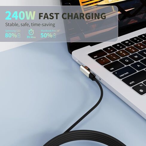 محول مغناطيسي USB C بقدرة 240 وات، 2 حزمة محولات مغناطيسية 90 درجة مع 4 موصلات، شحن سريع 24 سنًا بسرعة 40 جيجابت في الثانية 8K 60 هرتز لجهاز Thunderbolt 3/4، وMacBook Pro/Air/، والكمبيوتر المحمول، وiPhone 15Pro/Max in Kuwait