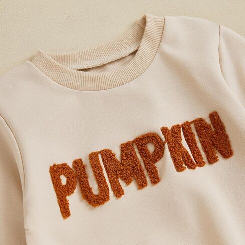 BemeyourBBs Toddler Baby Girl Fall Clothes Pumpkin Sweatshirt Flared Pants | Toddler Baby Girl Pumpkin Outfit 3M-5T, Sweatshirt Bell Bottom Pants for Fall Photos, Family Party, Halloween, Thanksgiving in Kuwait