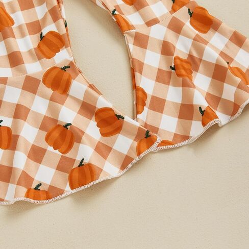 BemeyourBBs Toddler Baby Girl Fall Clothes Pumpkin Sweatshirt Flared Pants | Toddler Baby Girl Pumpkin Outfit 3M-5T, Sweatshirt Bell Bottom Pants for Fall Photos, Family Party, Halloween, Thanksgiving in Kuwait