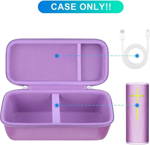 حقيبة حمل صلبة من BOVKE للأذنين النهائية MEGABOOM 4/3 مكبر صوت بلوتوث محمول مقاوم للماء، حامل سفر UE MEGABOOM 4 مع جيب شبكي لكابلات الشحن، أزرق in Kuwait