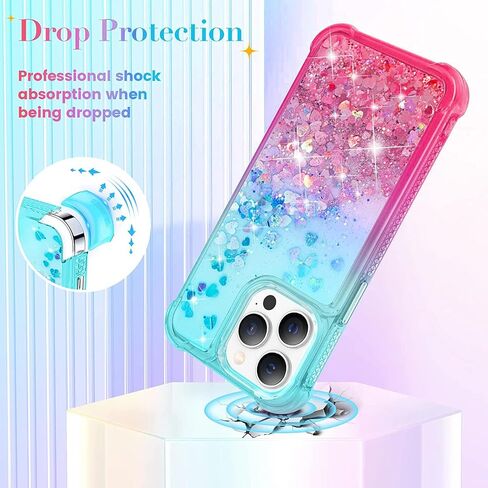 14 Pro Glitter Case Compatible with iPhone 14 Pro 5G, Full Body Glitter Bling Flowing Liquid Floating Gradient Cases, Soft TPU Bumper Shockproof Protective Cover (Rose) in Saudi Arabia