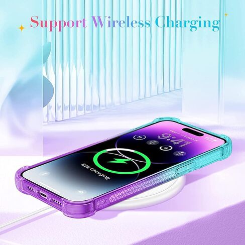 14 Pro Glitter Case Compatible with iPhone 14 Pro 5G, Full Body Glitter Bling Flowing Liquid Floating Gradient Cases, Soft TPU Bumper Shockproof Protective Cover (Rose) in Saudi Arabia