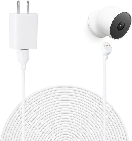 كابل طاقة متوافق مع بطارية Google Nest Cam الخارجية أو الداخلية، موصل طاقة Nest بطول 25 قدمًا/7.6 متر مع كابل شحن مقاوم للطقس يعمل على تشغيل سلك طاقة Nest Cam in Kuwait