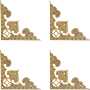 4Pcs Large Size Antique Brass Hollow Pattern Corner Protectors Vintage Hardware Desk Edge Wooden Jewelry Gift Box Corner Guard