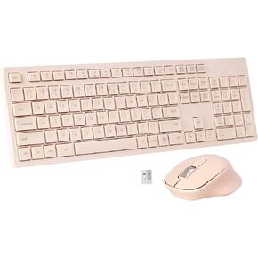 Wireless Keyboard and Mouse Combo, Quiet and Soft 2.4G Full-Size Computer Keyboard and Ergonomic Wireless Mouse for Windows, Mac Desktop/Laptop/PC/PS, Pink