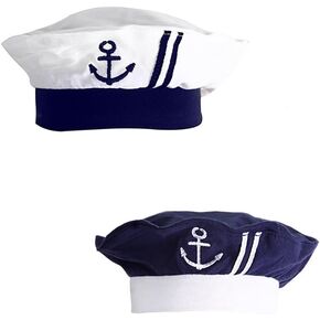 LXKIKMM Baby Infant Boy Girl Nautical Sailor Embroidered Anchor Hat, 2 Colors
