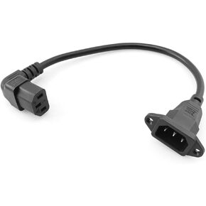 ZYAMY 0.3 Meter Lower Angle C13 to C14 Panel Mount Power Cord 90 Degree IEC 320 C13 Female to C14 Male PDU Power Extension Cord for Monitor Computer Uc13m-C14