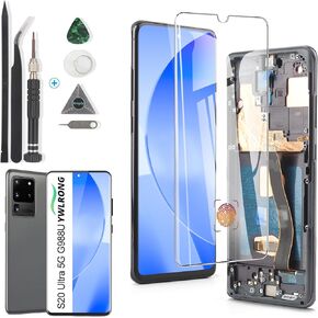 OLED for Samsung Galaxy S20 Ultra 5G Screen Replacement for Samsung S20 Ultra 5G G988 G988U G988U1 G9880 LCD Display Touch Screen Digitizer Assembly with Tools (Support Fingerprint ,Black Frame)