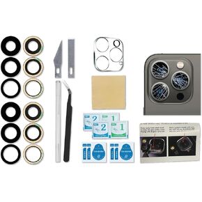 2X Set/6 PCS Back Rear Camera Lens Glass Replacement Kit with Adhesive Pre-Installed Fit for iPhone 13 Pro / 13 Pro Max + Repair Tools + Installation Guide Manual