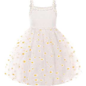 Toddler Girls Dress Cotton Princess Tulle Dresses Daisy Hem Tutu Kids Casual Sundress18M-8 Years