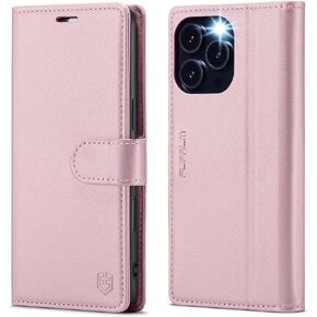 Compatible with iPhone 16 Pro 6.3" Wallet Case with RFID Blocking Credit Card Holder, PU Leather Folio Flip Kickstand Protective Shockproof Cover Women Men for Apple 16 pro Phone Case (Purple)